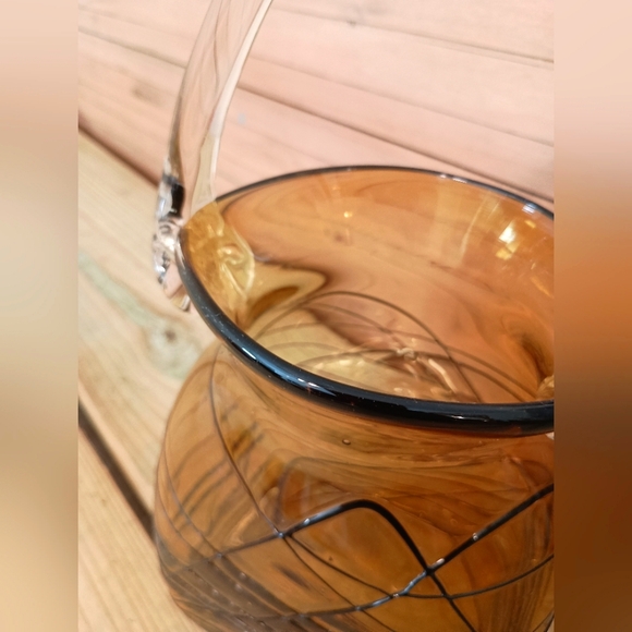 Murano hand blown glass bag with handles thread art design Venice Italy - Picture 7 of 7